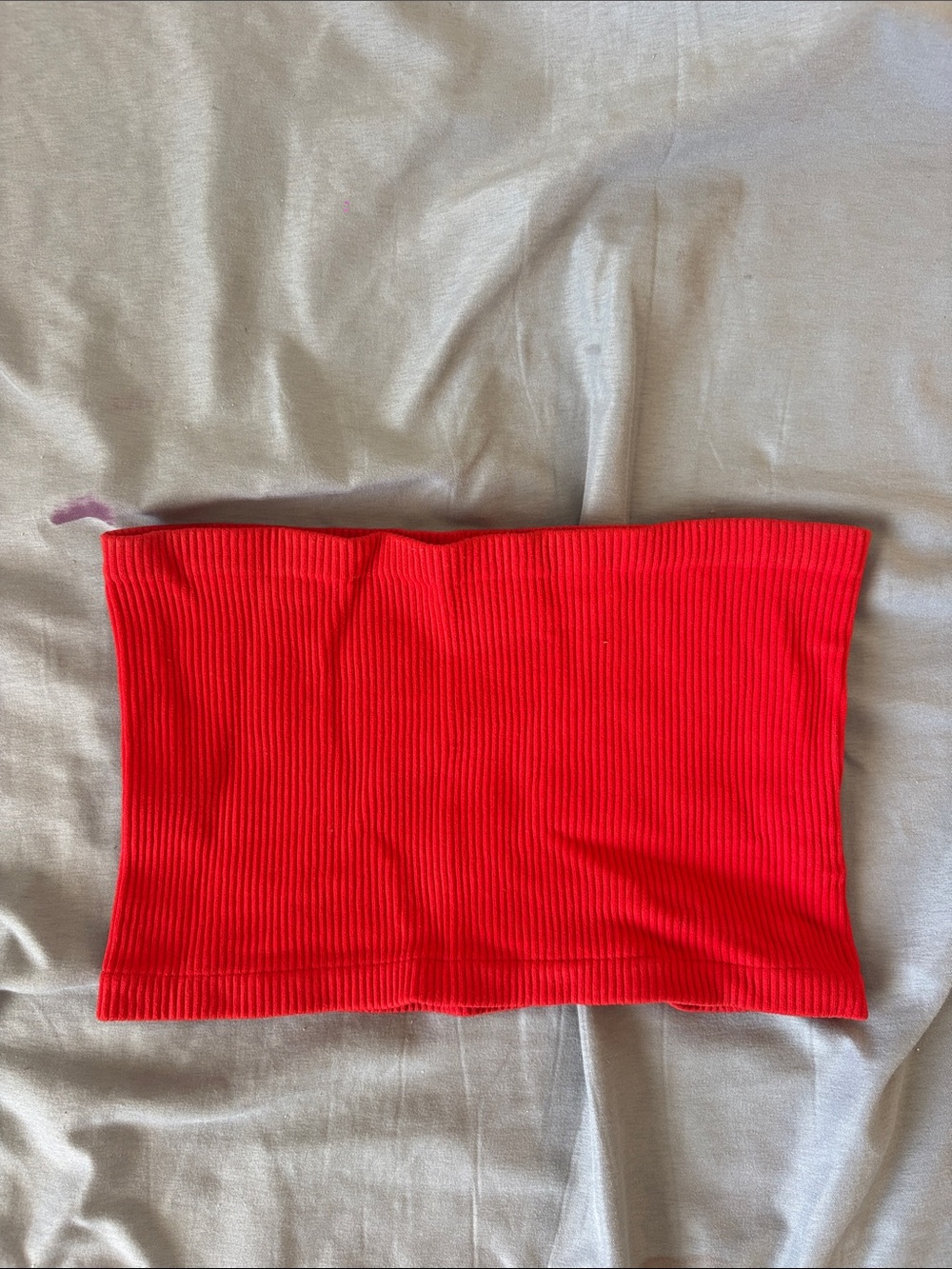 Free People Red Ribbed Strapless Tube Top